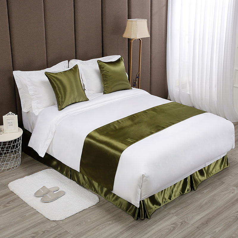 green hotel bed runner