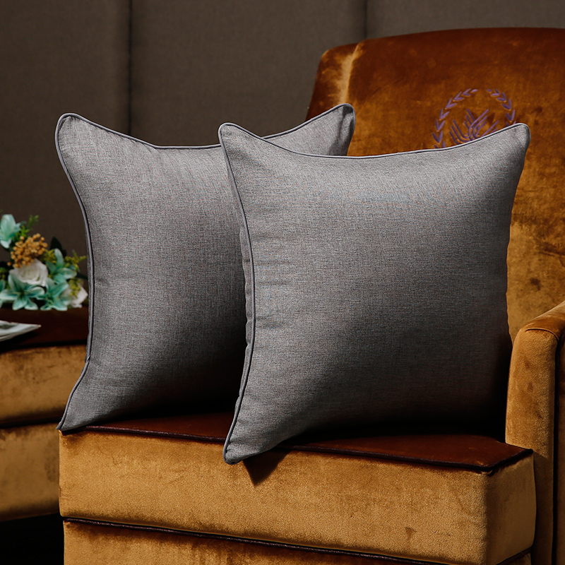 gray color cotton linen cushion cover