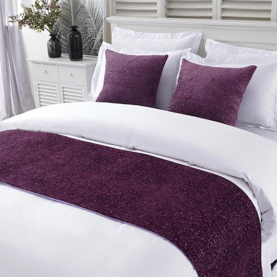 Classic Bed Runner Cotton Bed Spread Scarf for Home Hotel Dormitory Tavern Decoration Purple