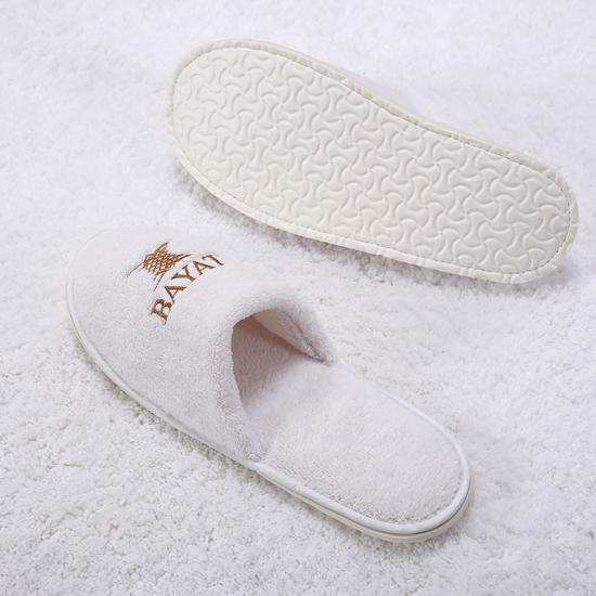 Hotel Guest Room Slippers Embroidery Logo Velour Customized Cotton Hotel Slipper